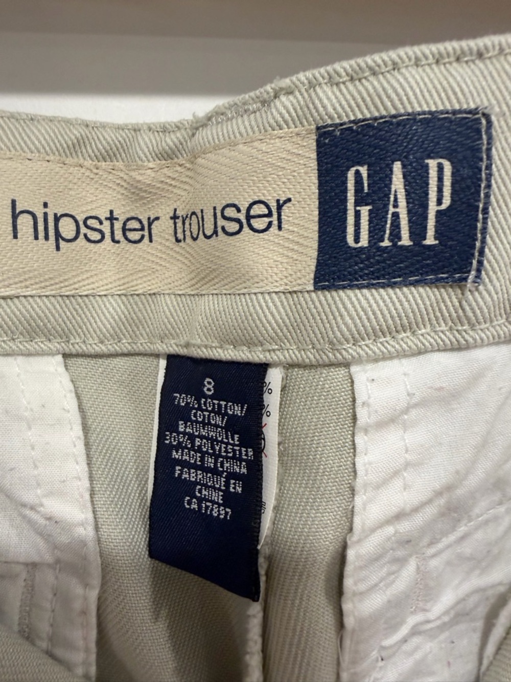 Vintage, GAP Hipster Trouser in Light Beige - Picture 11 of 16
